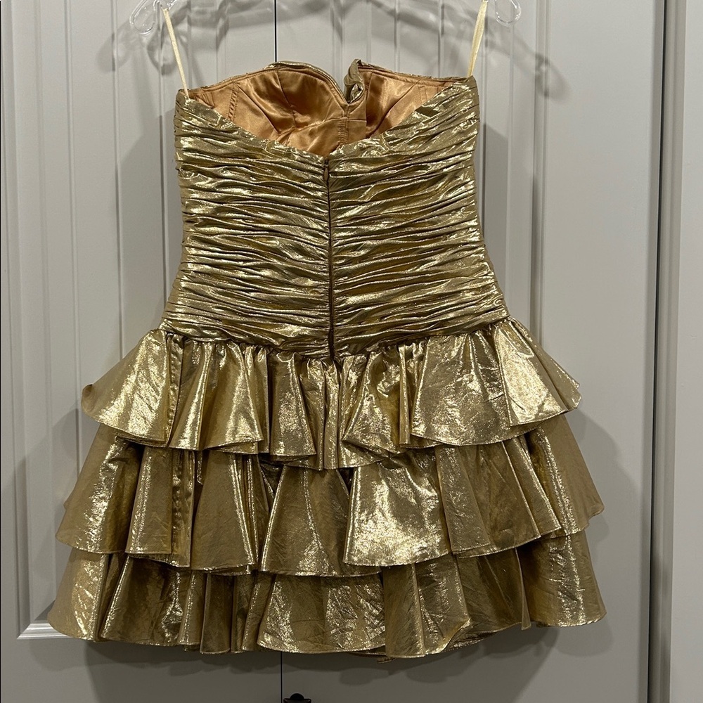Cache Metallic Gold Evening Dress - Picture 5 of 10